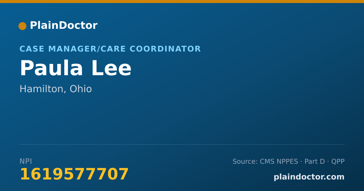 Shareable card for Paula Lee - Case Manager/Care Coordinator, Hamilton, OH