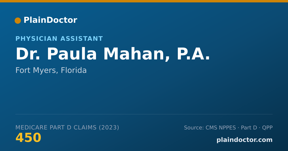 Shareable card for Paula Mahan, P.A. - Physician Assistant, Fort Myers, FL
