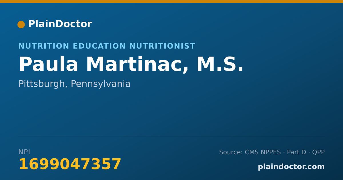 Shareable card for Paula Martinac, M.S. - Nutrition Education Nutritionist, Pittsburgh, PA