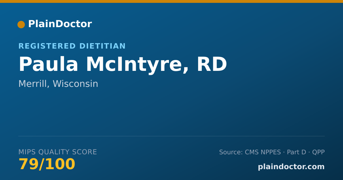 Shareable card for Paula McIntyre, RD - Registered Dietitian, Merrill, WI