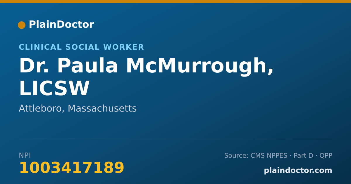 Shareable card for Paula McMurrough, LICSW - Clinical Social Worker, Attleboro, MA