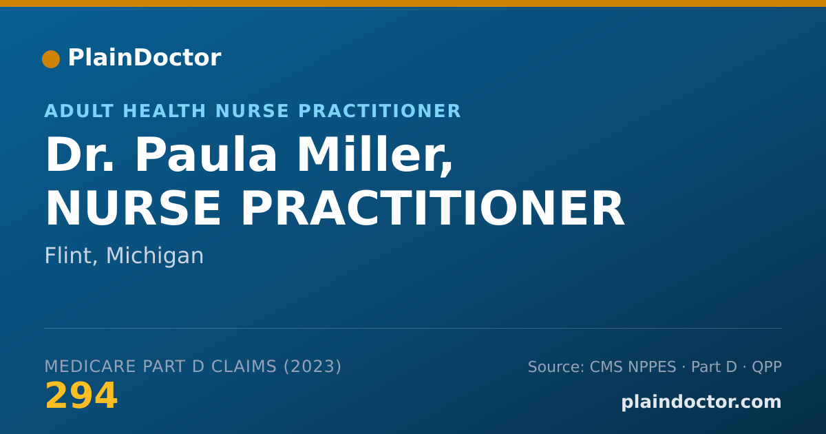 Shareable card for Paula Miller, NURSE PRACTITIONER - Adult Health Nurse Practitioner, Flint, MI