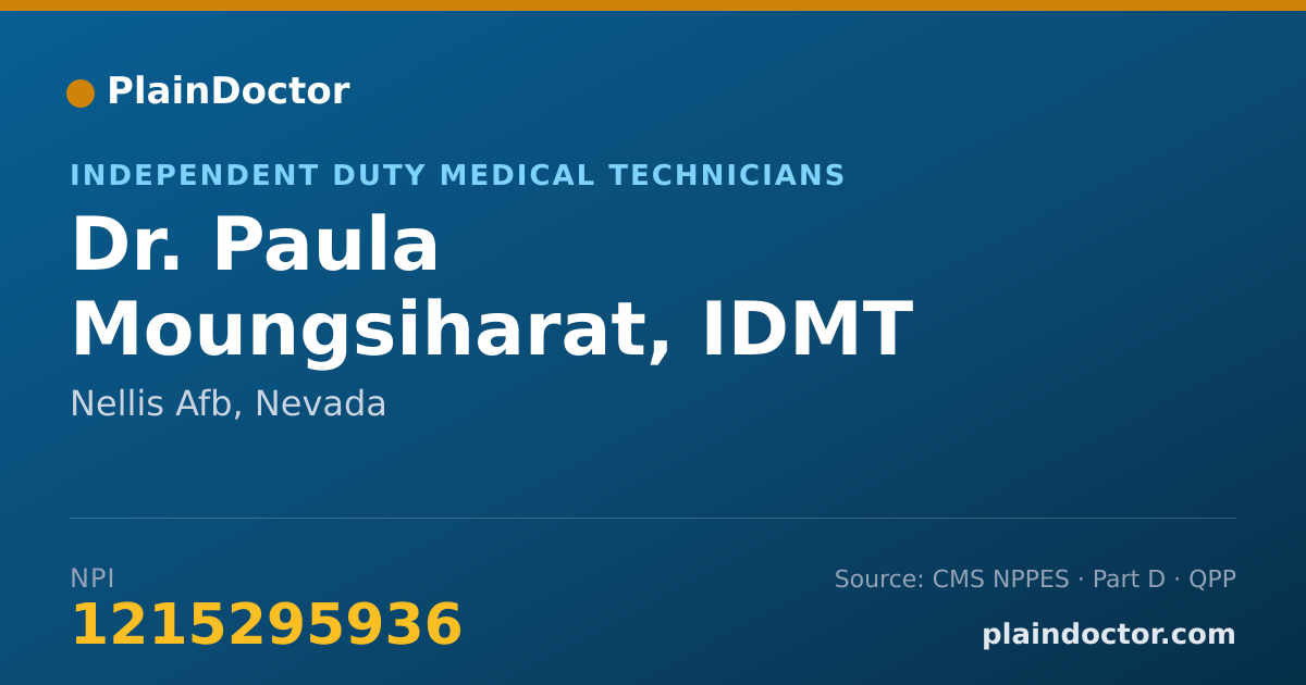 Shareable card for Paula Moungsiharat, IDMT - Independent Duty Medical Technicians, Nellis Afb, NV