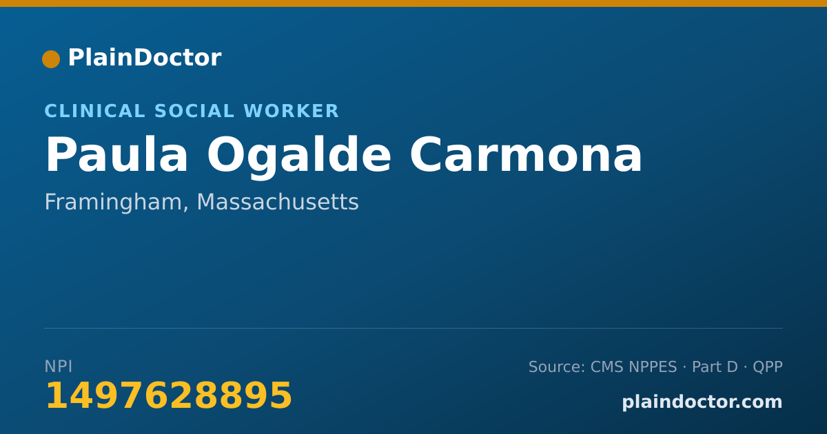 Shareable card for Paula Ogalde Carmona - Clinical Social Worker, Framingham, MA