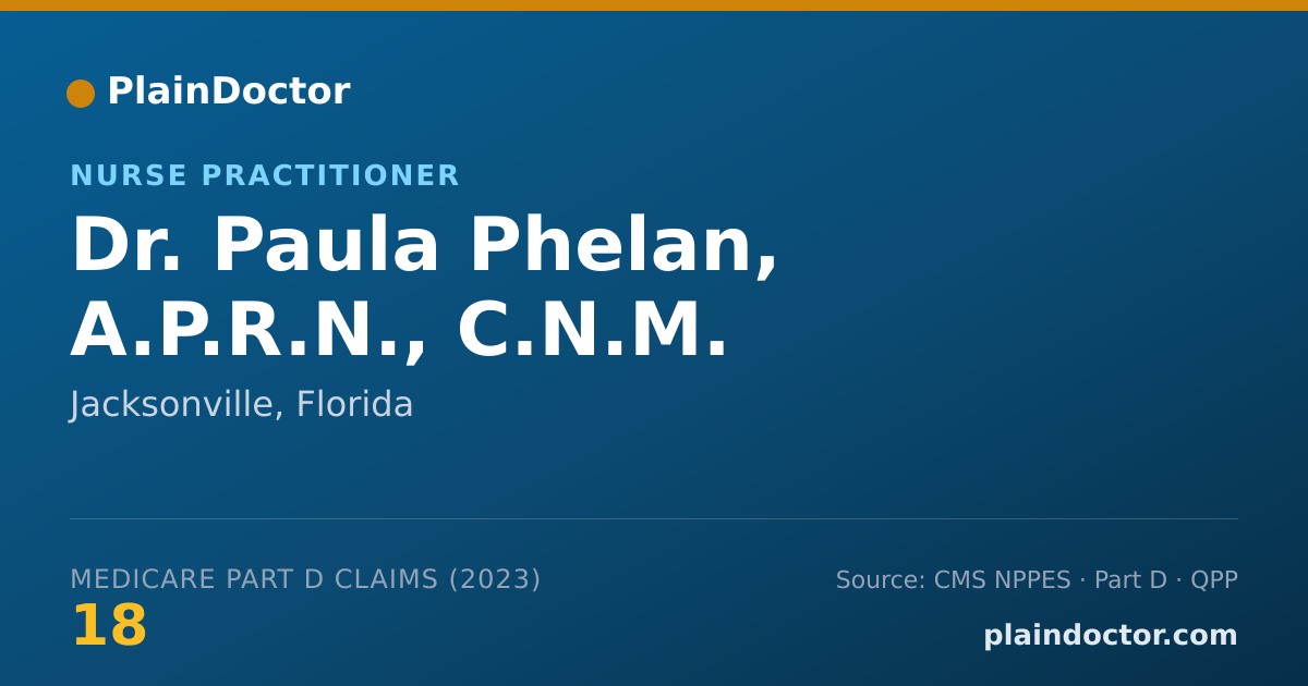 Shareable card for Paula Phelan, A.P.R.N., C.N.M. - Nurse Practitioner, Jacksonville, FL