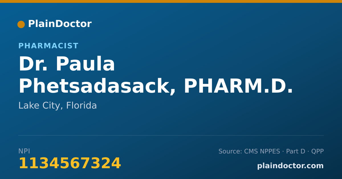 Shareable card for Paula Phetsadasack, PHARM.D. - Pharmacist, Lake City, FL