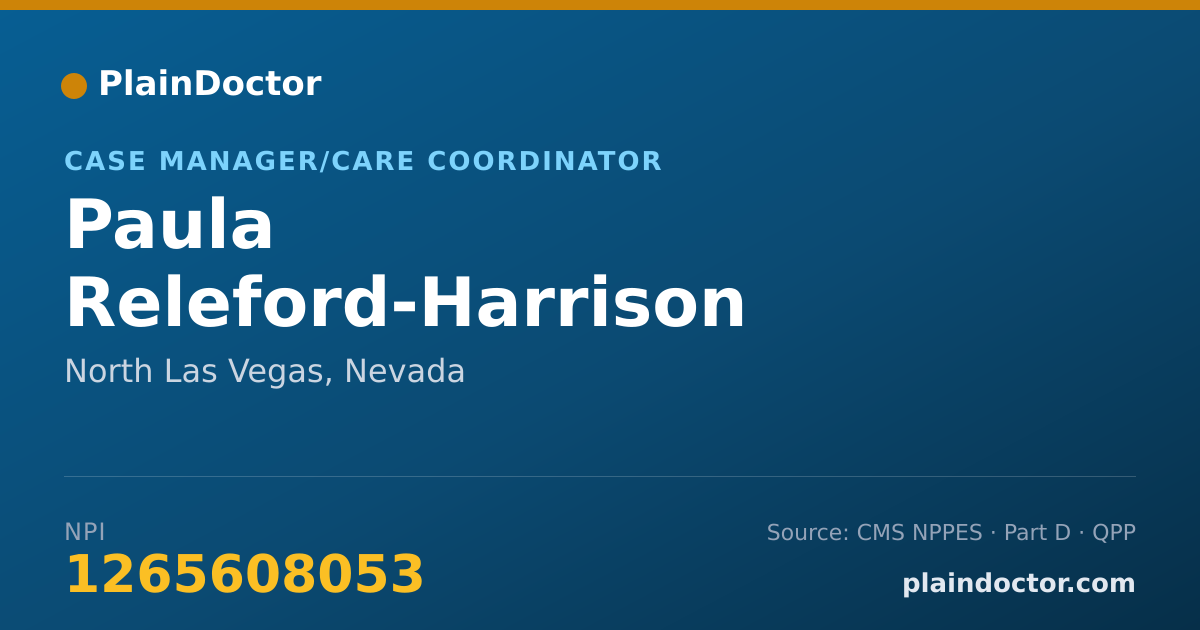 Shareable card for Paula Releford-Harrison - Case Manager/Care Coordinator, North Las Vegas, NV