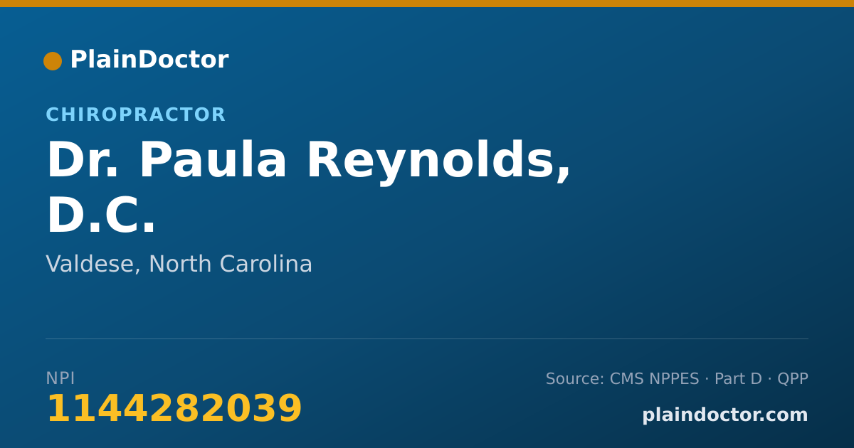 Shareable card for Paula Reynolds, D.C. - Chiropractor, Valdese, NC