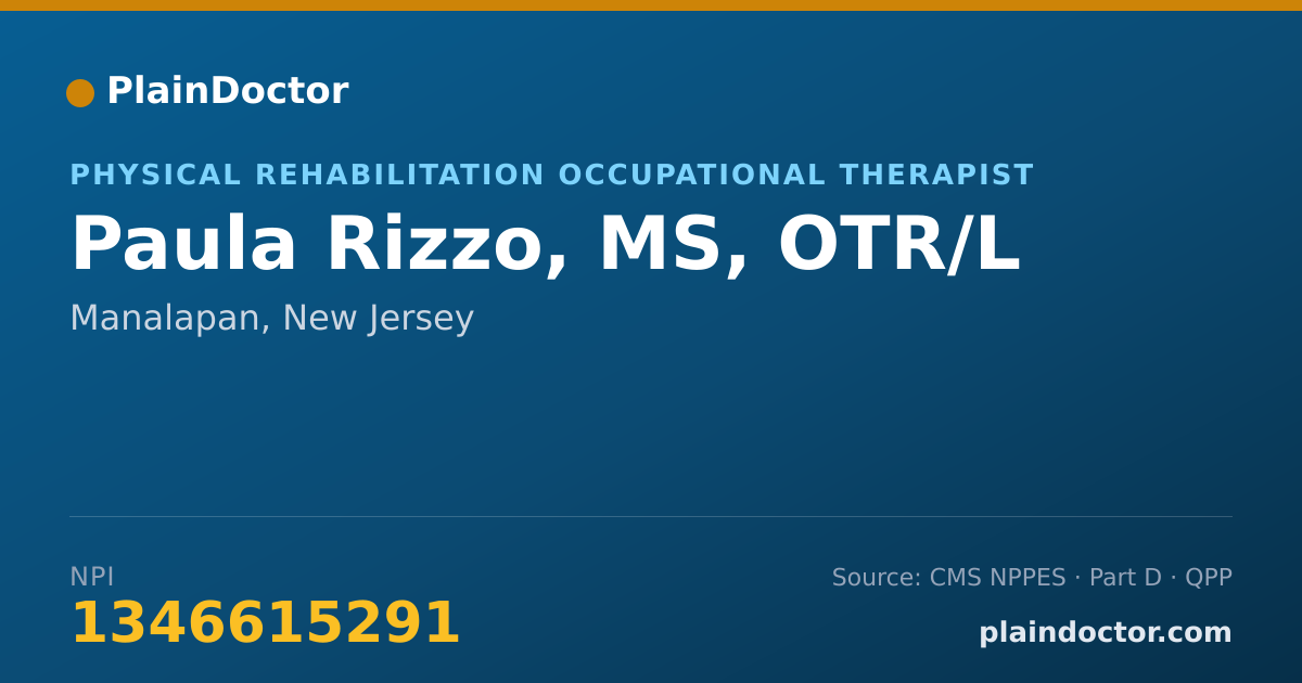 Shareable card for Paula Rizzo, MS, OTR/L - Physical Rehabilitation Occupational Therapist, Manalapan, NJ