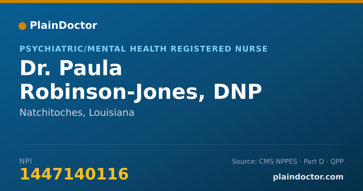 Shareable card for Paula Robinson-Jones, DNP - Psychiatric/Mental Health Registered Nurse, Natchitoches, LA