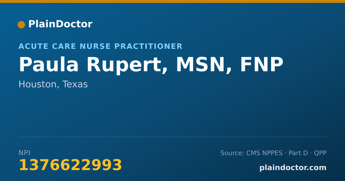 Shareable card for Paula Rupert, MSN, FNP - Orthopaedic Surgery of the Spine Physician, Houston, TX