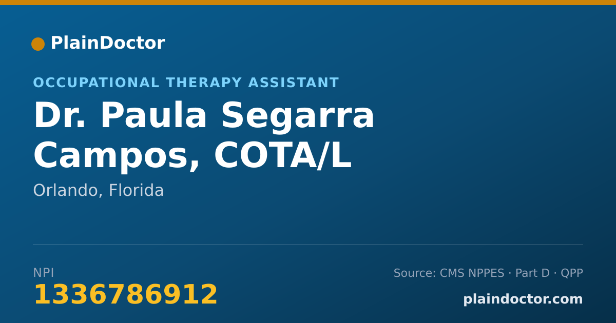 Shareable card for Paula Segarra Campos, COTA/L - Occupational Therapy Assistant, Orlando, FL