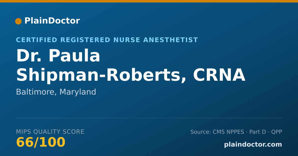 Shareable card for Paula Shipman-Roberts, CRNA - Certified Registered Nurse Anesthetist, Baltimore, MD