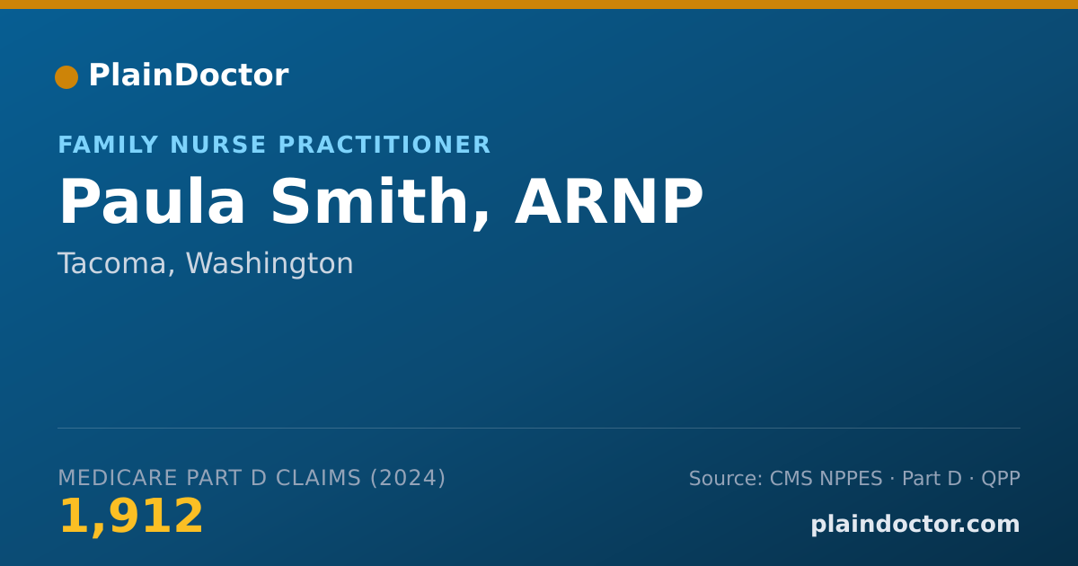Shareable card for Paula Smith, ARNP - Family Nurse Practitioner, Tacoma, WA