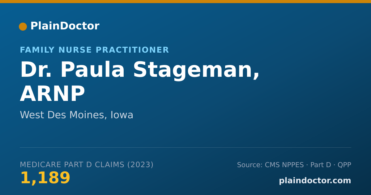 Shareable card for Paula Stageman, ARNP - Family Nurse Practitioner, West Des Moines, IA