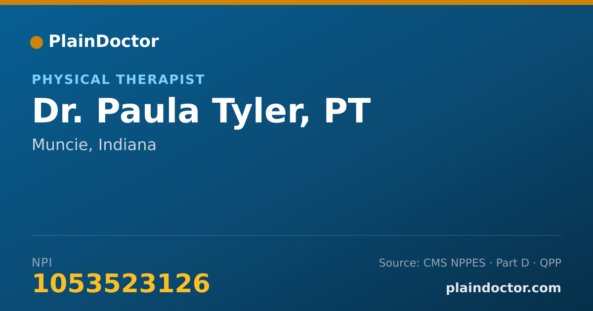 Shareable card for Paula Tyler, PT - Physical Therapist, Muncie, IN