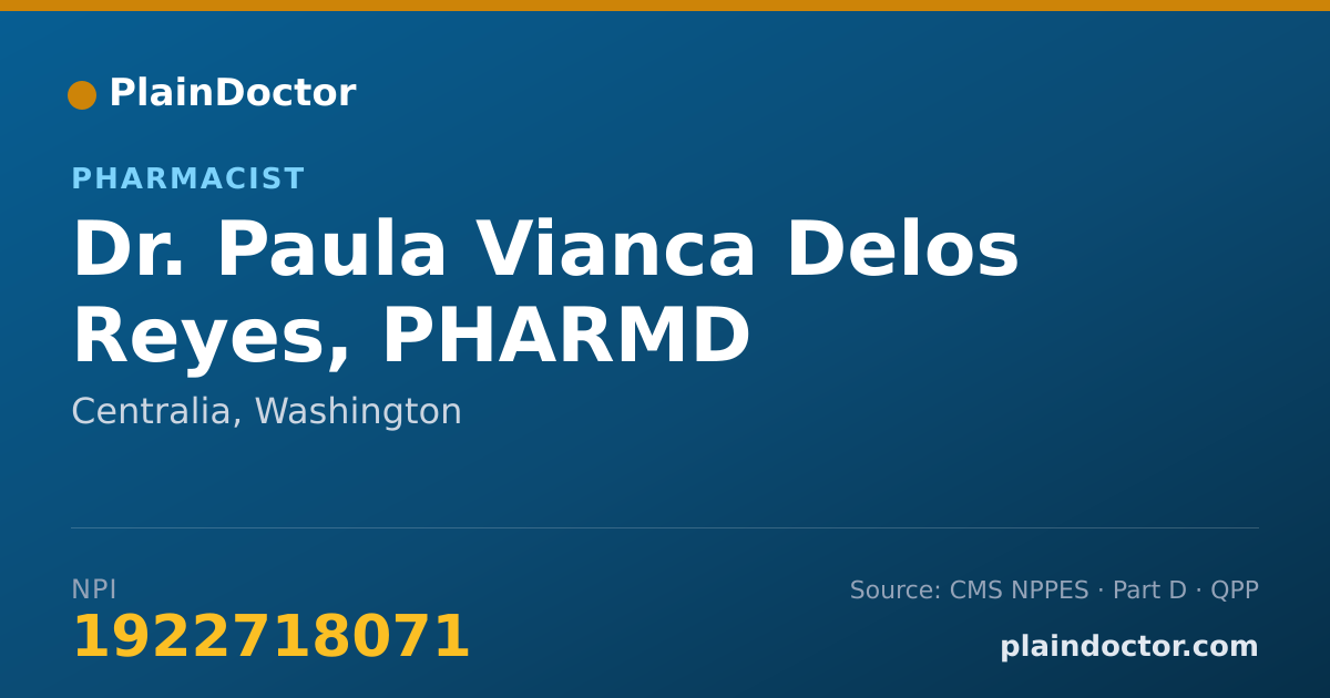 Shareable card for Paula Vianca Delos Reyes, PHARMD - Pharmacist, Centralia, WA