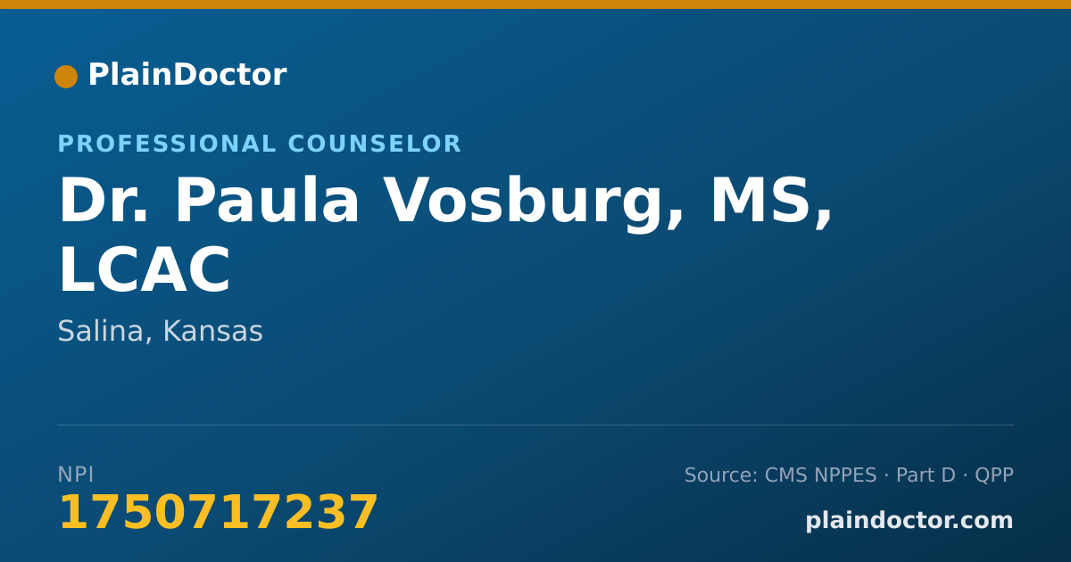 Shareable card for Paula Vosburg, MS, LCAC - Professional Counselor, Salina, KS