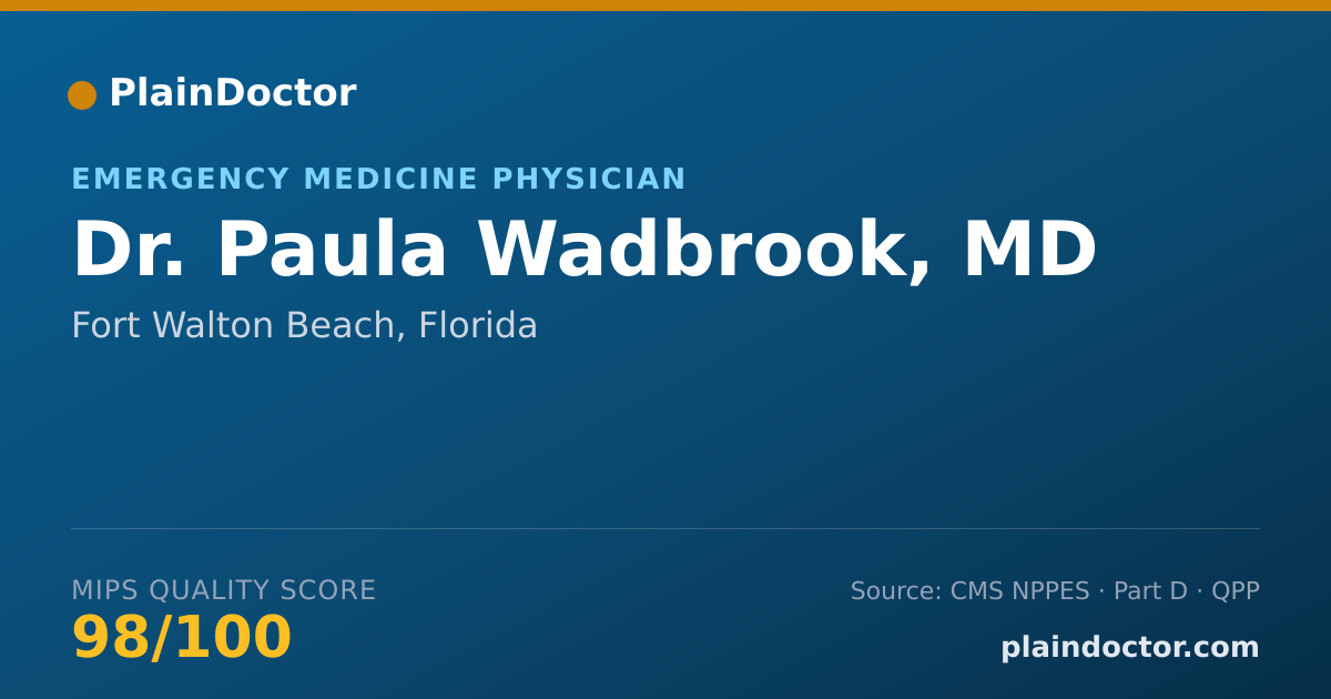Shareable card for Paula Wadbrook, MD - Emergency Medicine Physician, Fort Walton Beach, FL