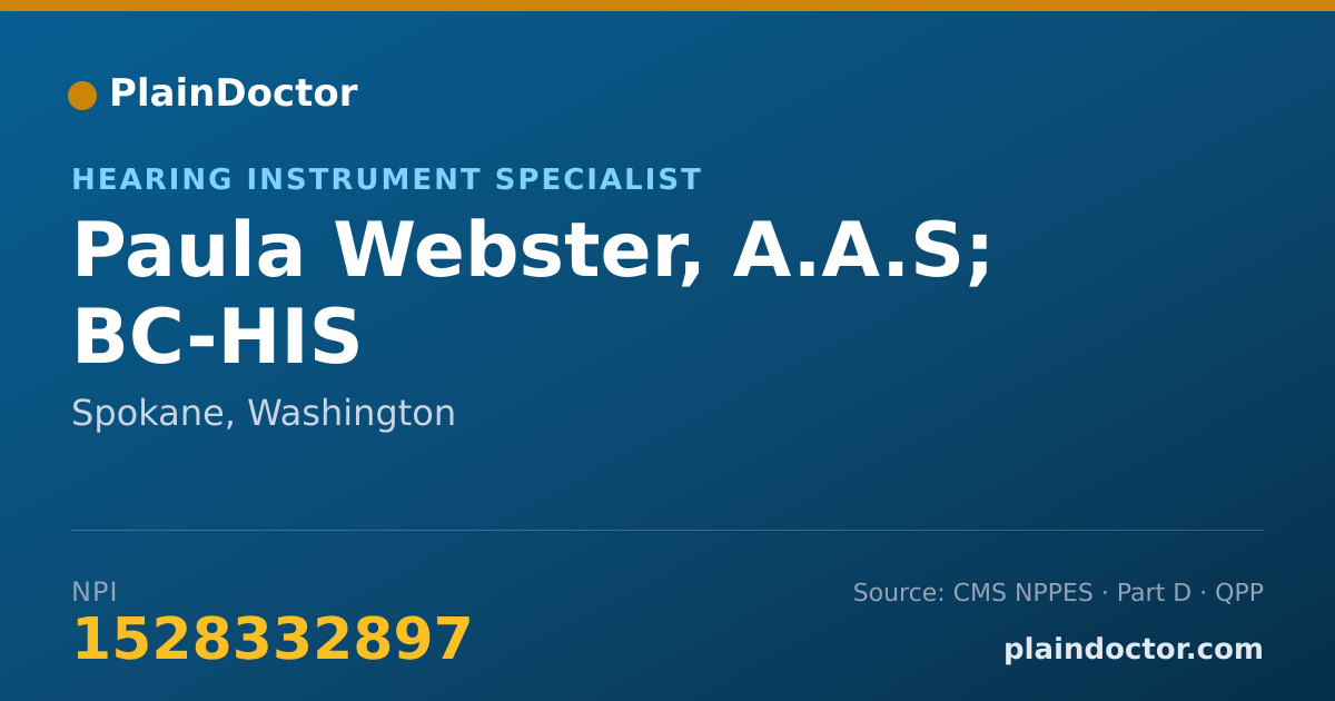 Shareable card for Paula Webster, A.A.S; BC-HIS - Hearing Instrument Specialist, Spokane, WA