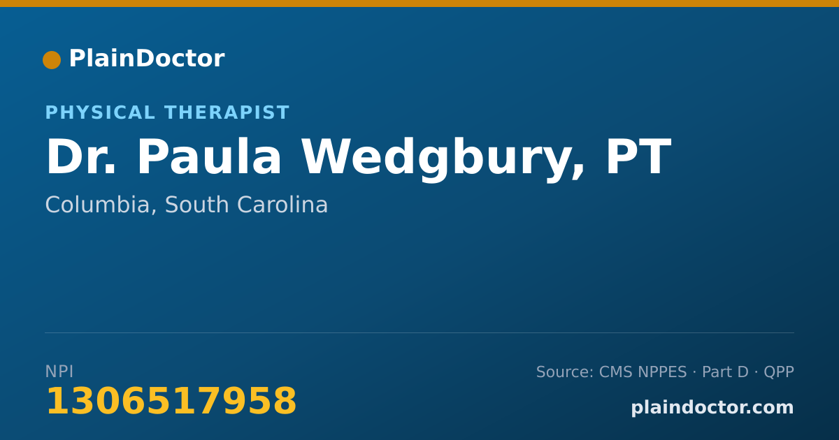 Shareable card for Paula Wedgbury, PT - Physical Therapist, Columbia, SC