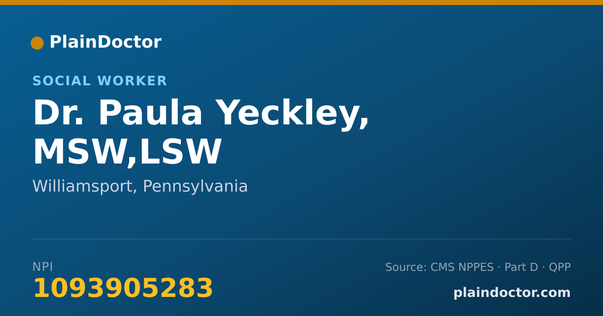 Shareable card for Paula Yeckley, MSW,LSW - Social Worker, Williamsport, PA