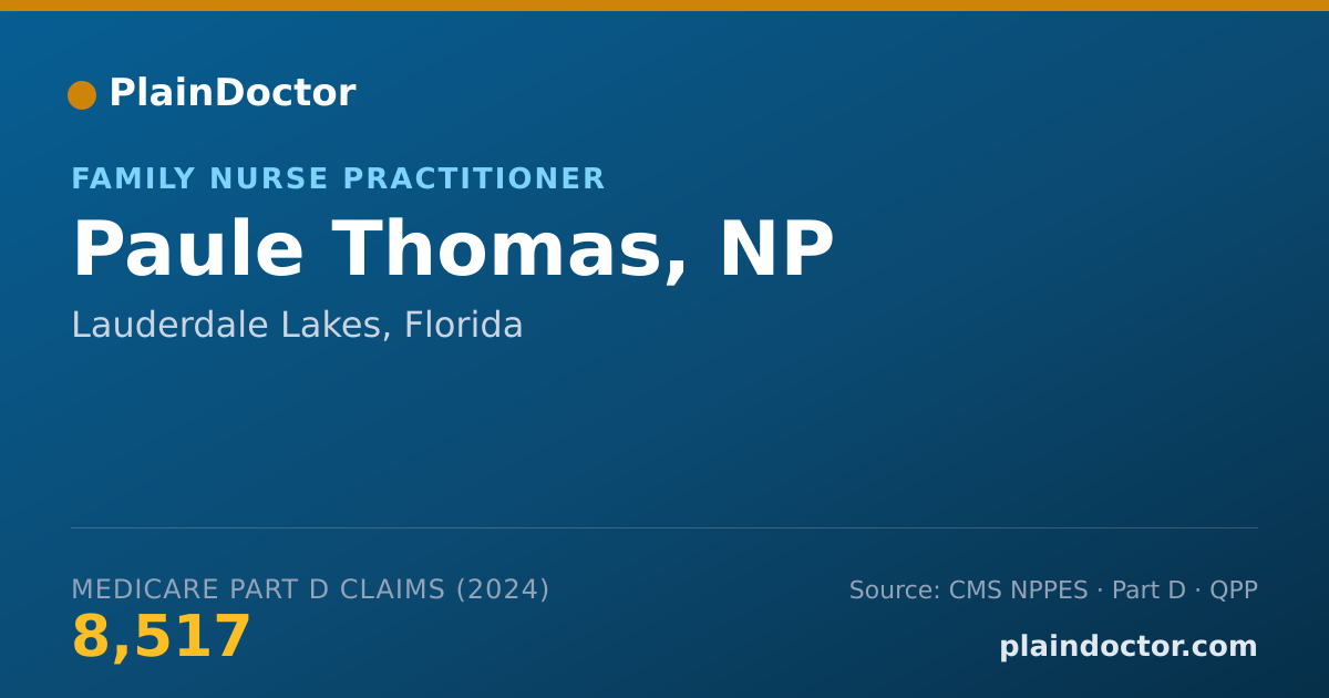 Shareable card for Paule Thomas, NP - Family Nurse Practitioner, Lauderdale Lakes, FL