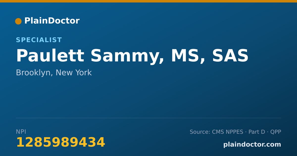 Shareable card for Paulett Sammy, MS, SAS - Specialist, Brooklyn, NY