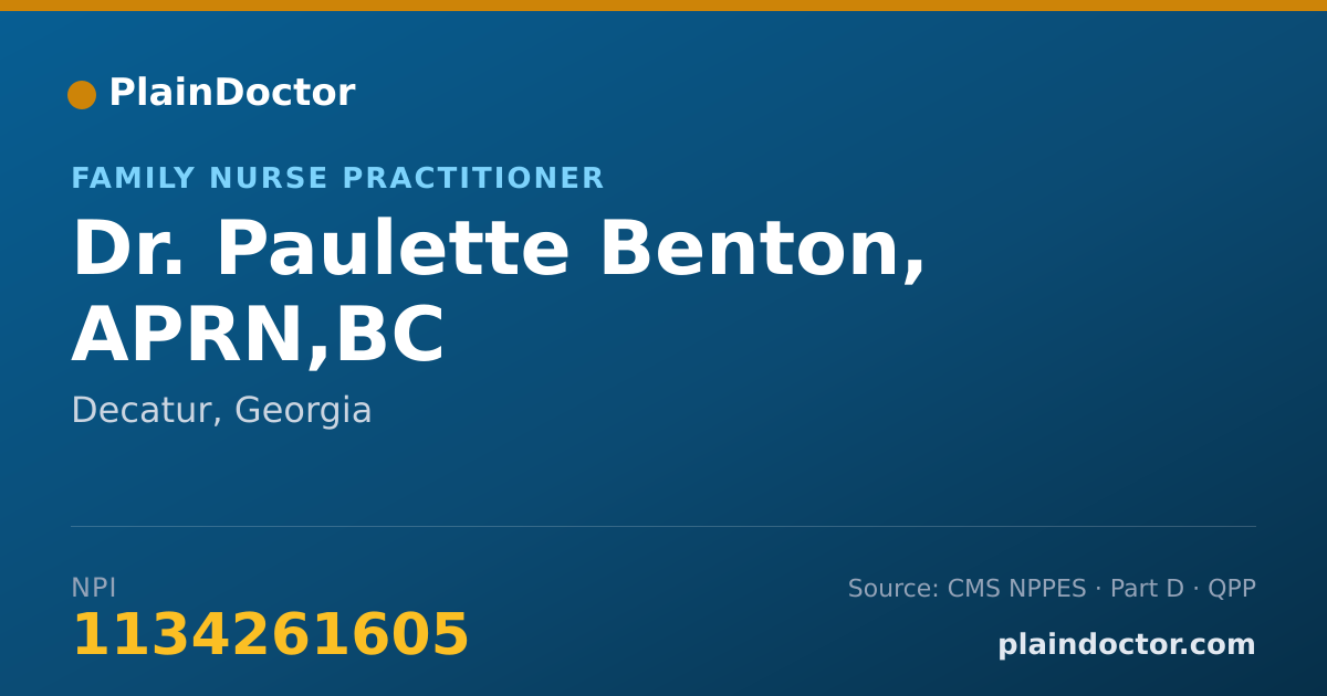 Shareable card for Paulette Benton, APRN,BC - Family Nurse Practitioner, Decatur, GA