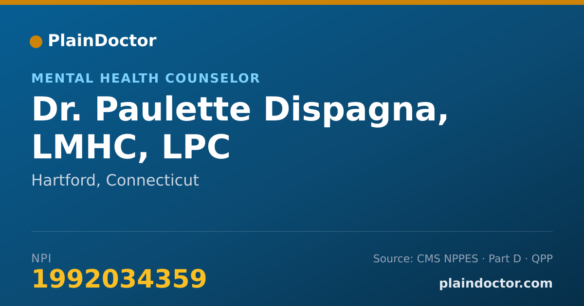 Shareable card for Paulette Dispagna, LMHC, LPC - Mental Health Counselor, Hartford, CT