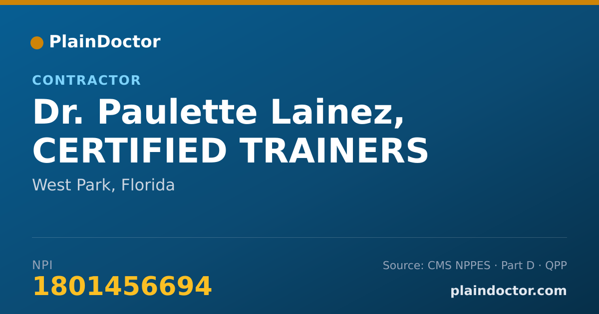 Shareable card for Paulette Lainez, CERTIFIED TRAINERS - Contractor, West Park, FL