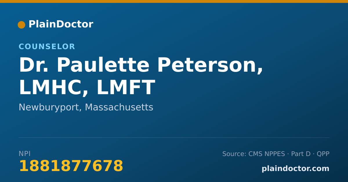 Shareable card for Paulette Peterson, LMHC, LMFT - Counselor, Newburyport, MA