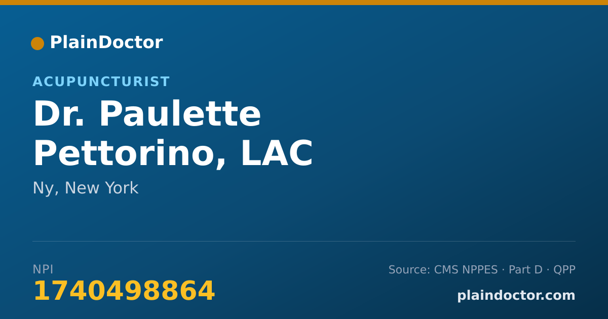 Shareable card for Paulette Pettorino, LAC - Acupuncturist, Ny, NY