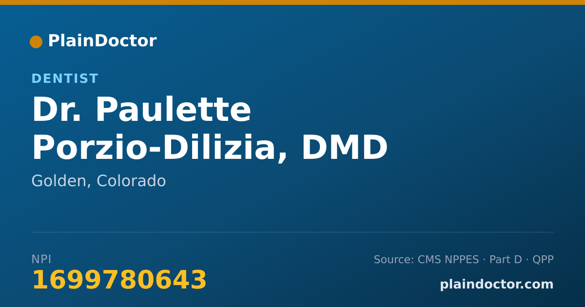 Shareable card for Paulette Porzio-Dilizia, DMD - Dentist, Golden, CO