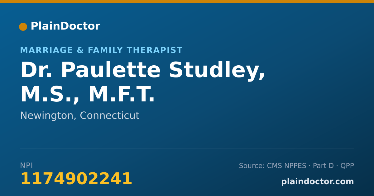 Shareable card for Paulette Studley, M.S., M.F.T. - Marriage & Family Therapist, Newington, CT