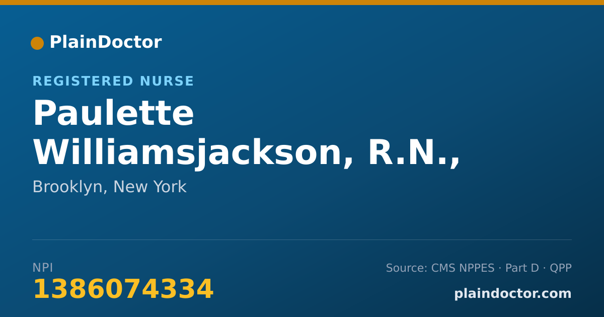 Shareable card for Paulette Williamsjackson, R.N., - Registered Nurse, Brooklyn, NY
