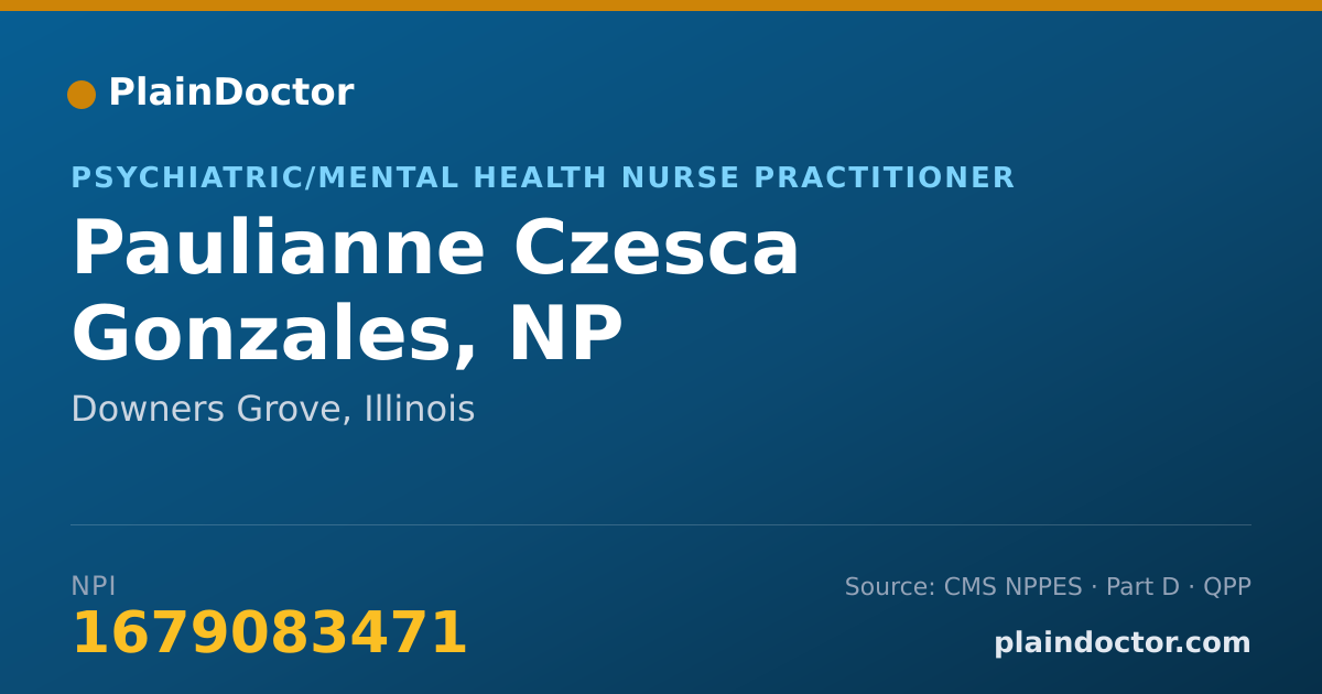 Shareable card for Paulianne Czesca Gonzales, NP - Psychiatric/Mental Health Nurse Practitioner, Downers Grove, IL