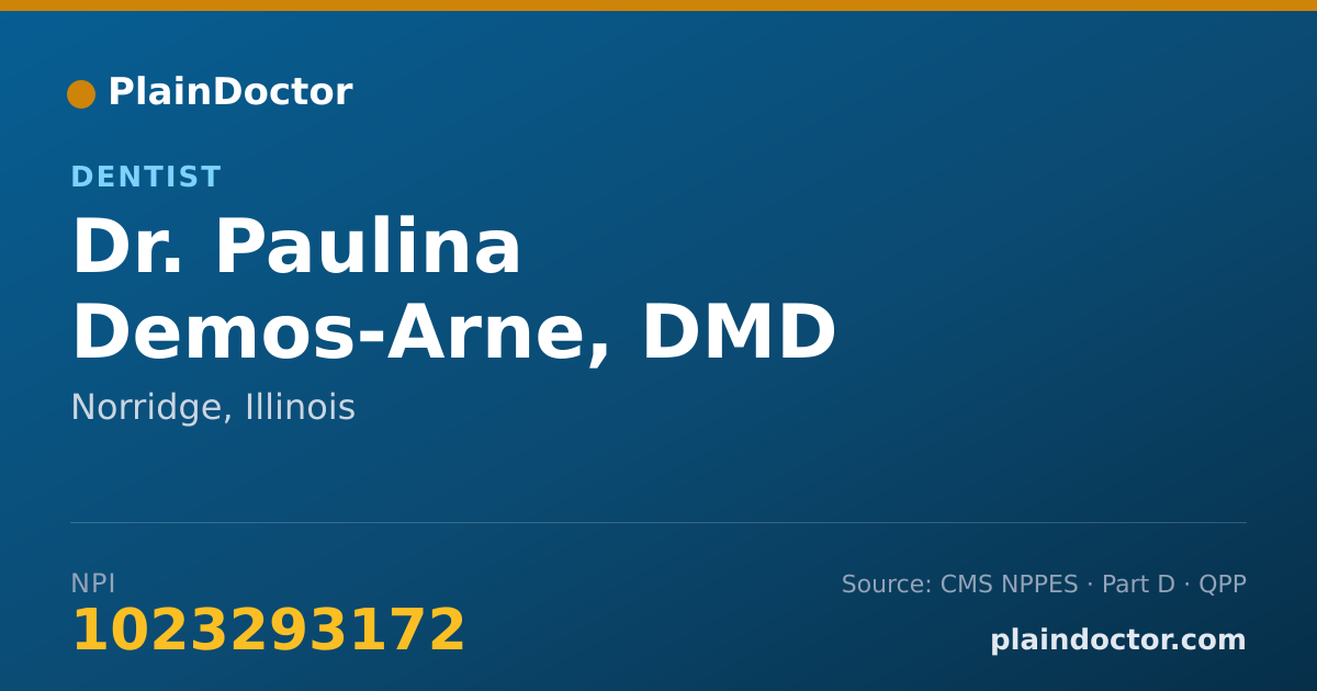 Shareable card for Paulina Demos-Arne, DMD - Dentist, Norridge, IL