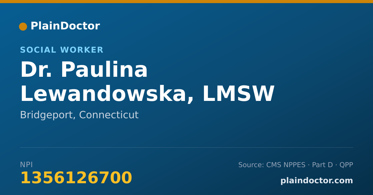 Shareable card for Paulina Lewandowska, LMSW - Social Worker, Bridgeport, CT