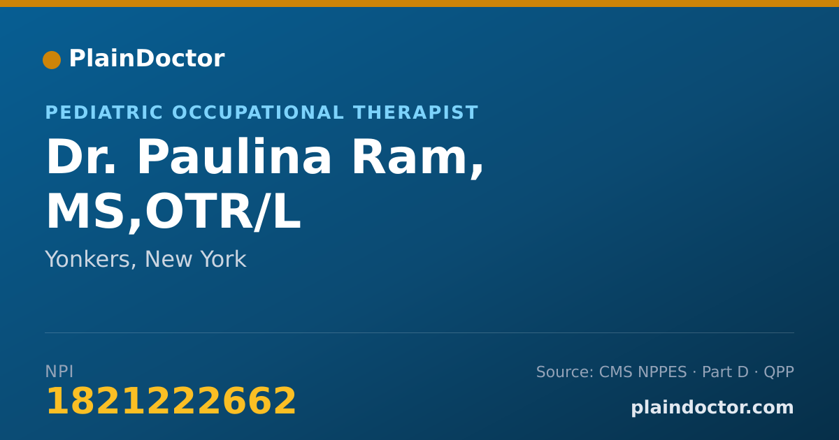 Shareable card for Paulina Ram, MS,OTR/L - Pediatric Occupational Therapist, Yonkers, NY