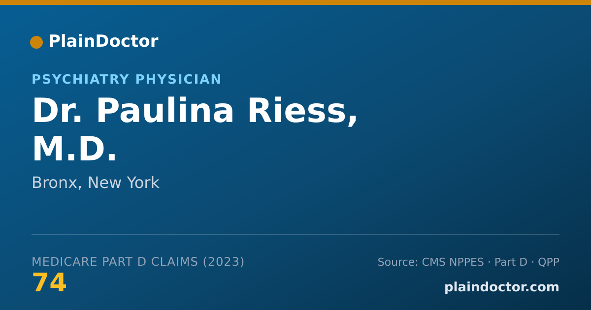 Shareable card for Paulina Riess, M.D. - Psychiatry Physician, Bronx, NY