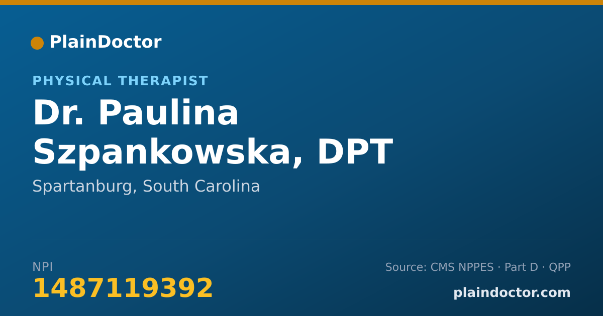 Shareable card for Paulina Szpankowska, DPT - Physical Therapist, Spartanburg, SC