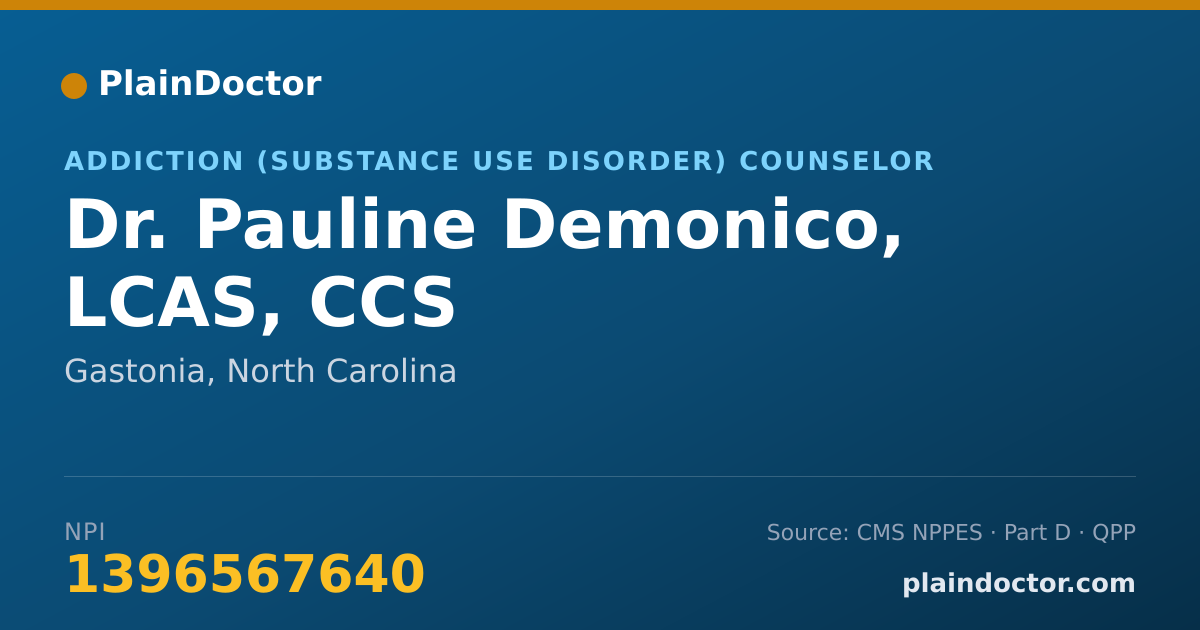Shareable card for Pauline Demonico, LCAS, CCS - Addiction (Substance Use Disorder) Counselor, Gastonia, NC