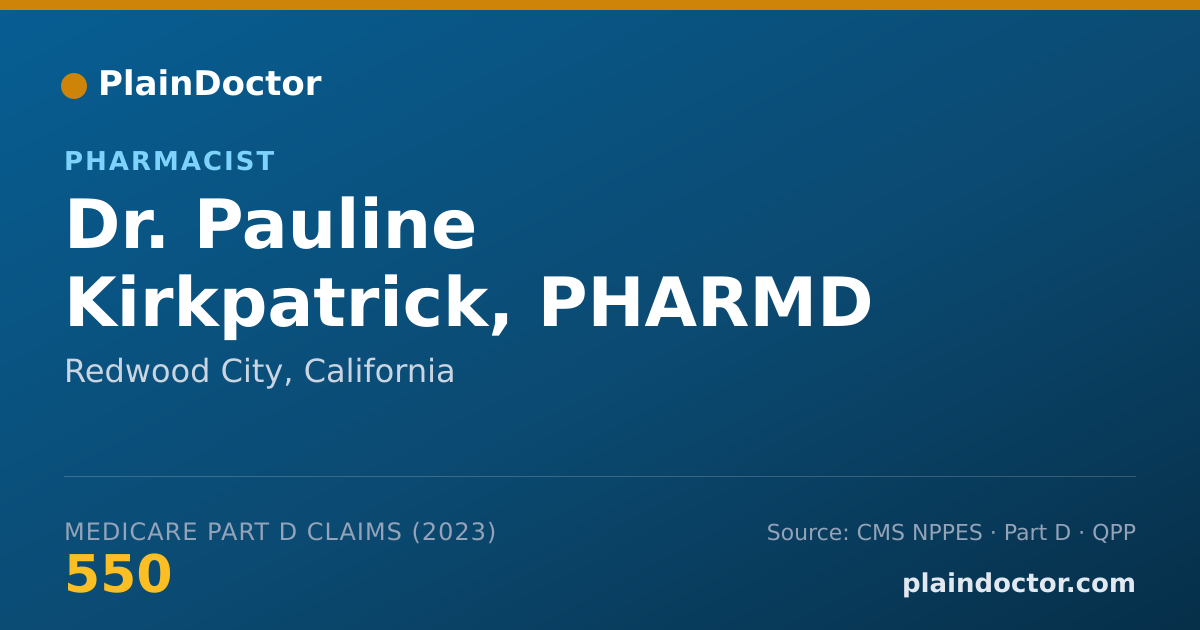 Shareable card for Pauline Kirkpatrick, PHARMD - Pharmacist, Redwood City, CA