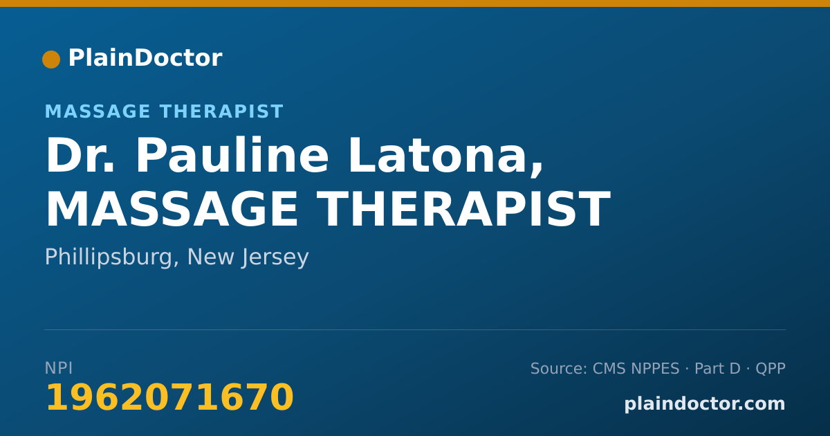 Shareable card for Pauline Latona, MASSAGE THERAPIST - Massage Therapist, Phillipsburg, NJ