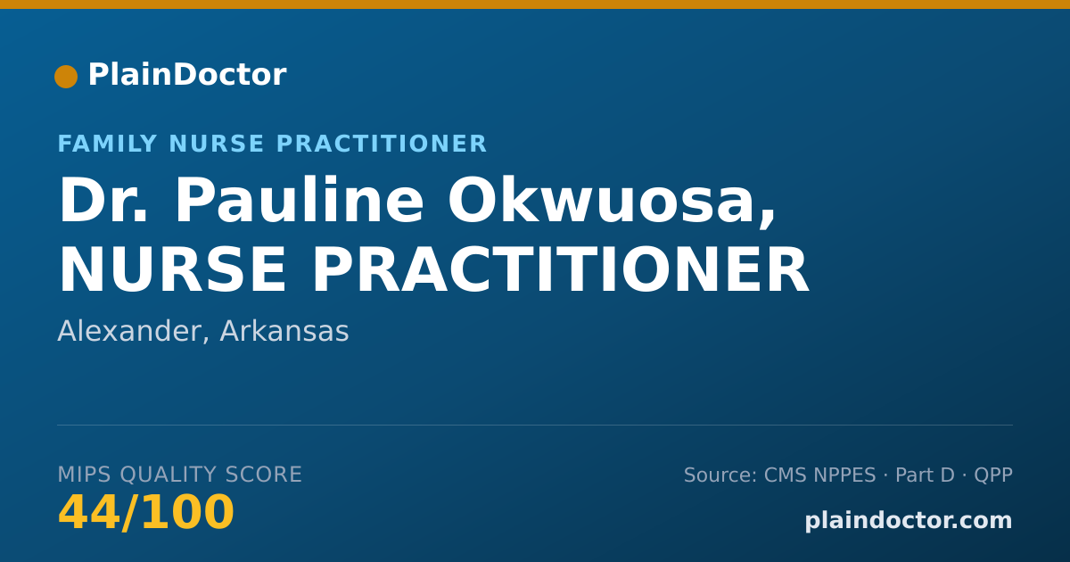 Shareable card for Pauline Okwuosa, NURSE PRACTITIONER - Family Nurse Practitioner, Alexander, AR