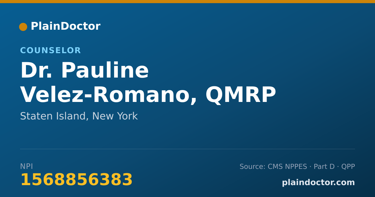 Shareable card for Pauline Velez-Romano, QMRP - Counselor, Staten Island, NY