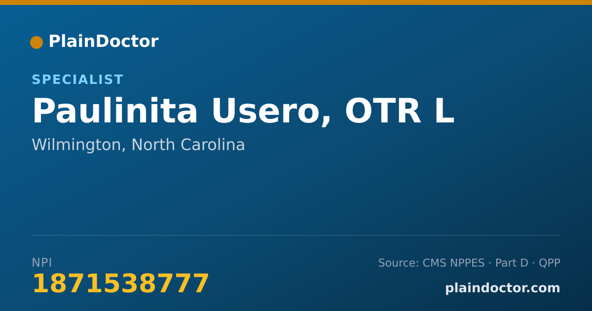 Shareable card for Paulinita Usero, OTR L - Specialist, Wilmington, NC
