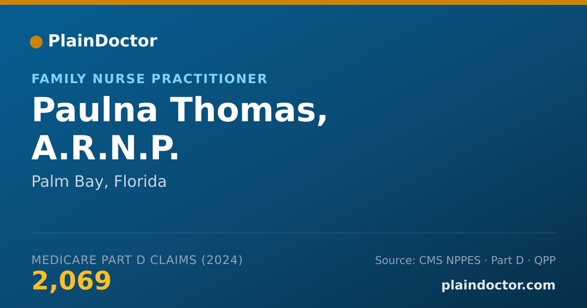 Shareable card for Paulna Thomas, A.R.N.P. - Family Nurse Practitioner, Palm Bay, FL