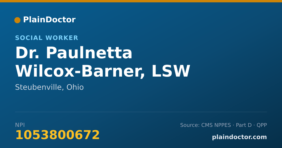 Shareable card for Paulnetta Wilcox-Barner, LSW - Social Worker, Steubenville, OH